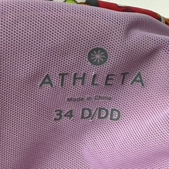 Athleta Tankini Swimsuit Red Paisley Size 34 D/DD Pads Included Cinched Sides M - Picture 5 of 9